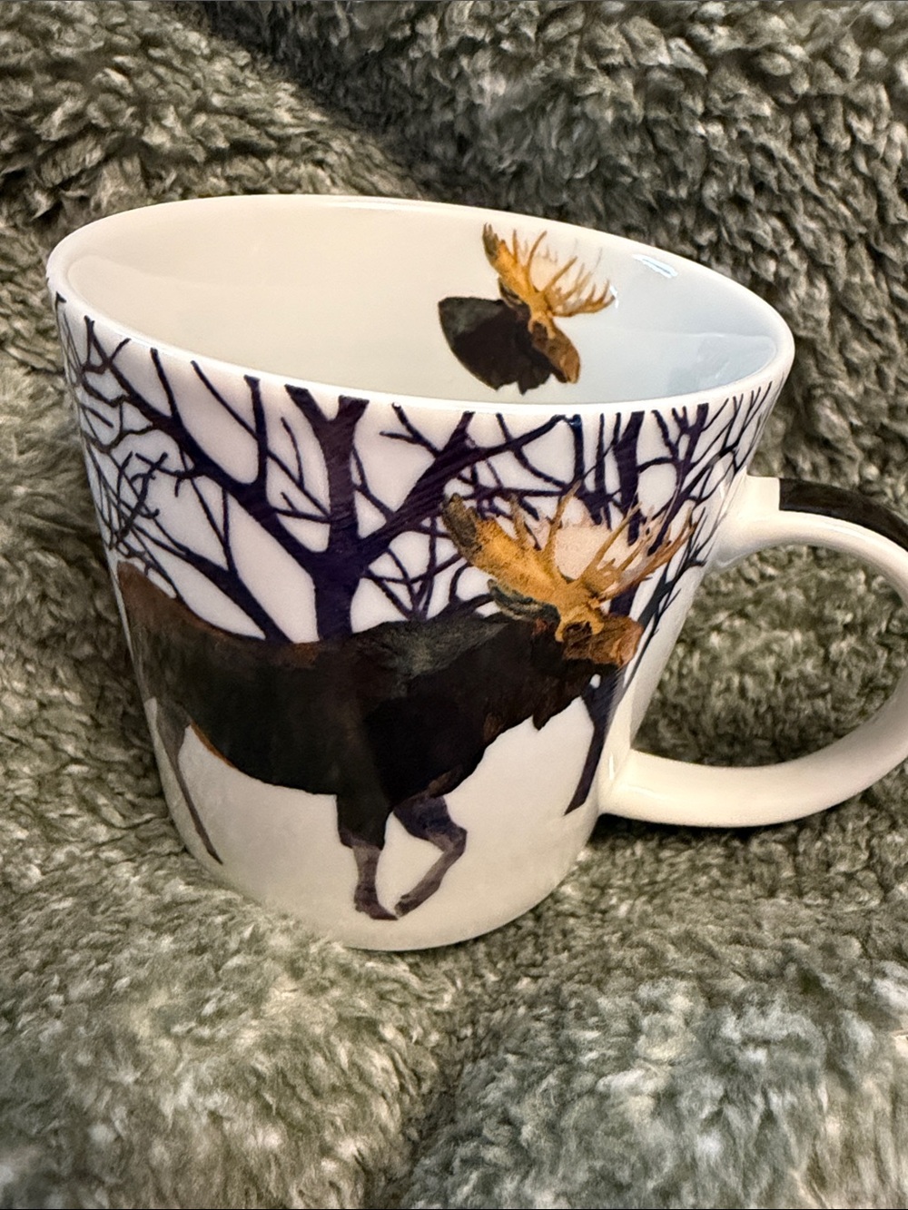 Moose Woodland Porcelain Mug - New     w/o tags. Beautiful artwork!
